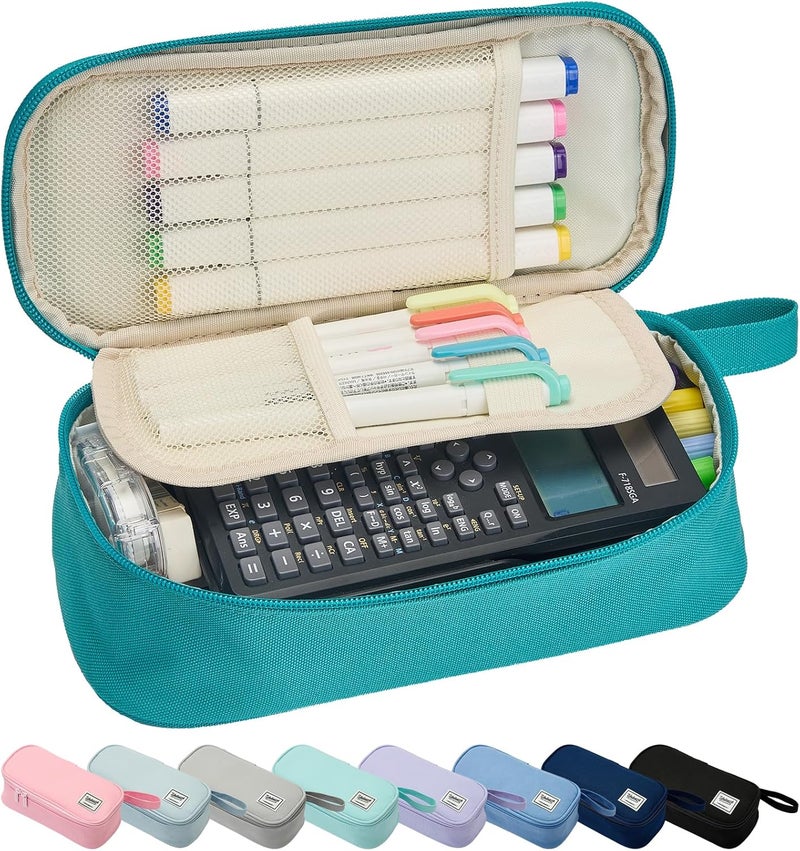 SPACEMATE Pencil Case Pouch Box Bag School Supplies Girls Boys Kids, Cute Preppy Stuff Large Big Capacity Aesthetic Pen Organizer, Back to College Stationary, Teal, Standard Stlye, 1800ml - Image 1